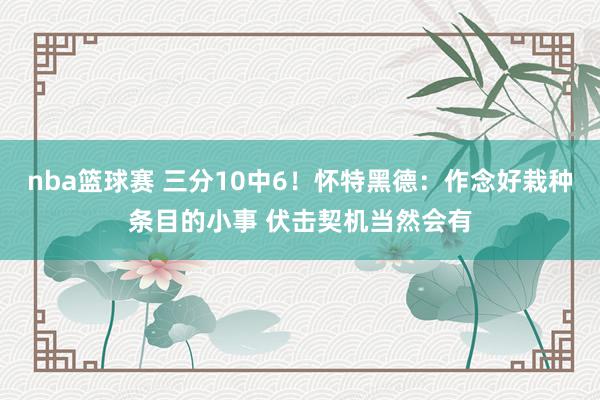 nba篮球赛 三分10中6！怀特黑德：作念好栽种条目的小事 伏击契机当然会有