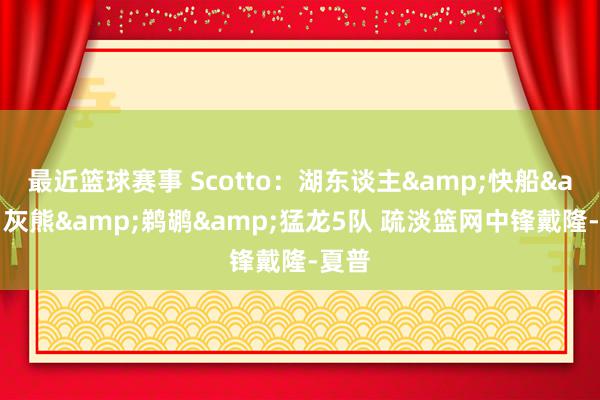 最近篮球赛事 Scotto：湖东谈主&快船&灰熊&鹈鹕&猛龙5队 疏淡篮网中锋戴隆-夏普